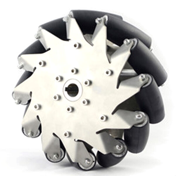 Nexus Robot Mecanum Wheel Left 8 inch 203 mm stainless steel roller wheel with rubber roller load capacity &gt;50KG 14151L